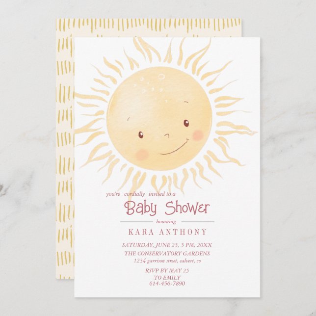 Un Baby shower Un Peu Soleil Invitation (Devant / Derrière)