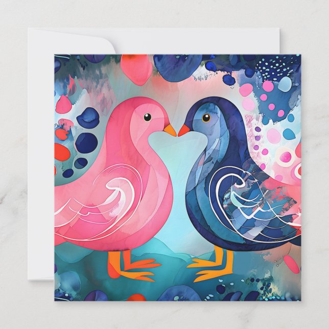 "Un baiser sous les plumes" Carte de la Saint-Vale (Devant)