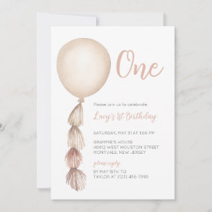Un Balloon Neutre Boho Première Invitation Anniver