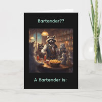 Un barman est ?? Carte d'anniversaire