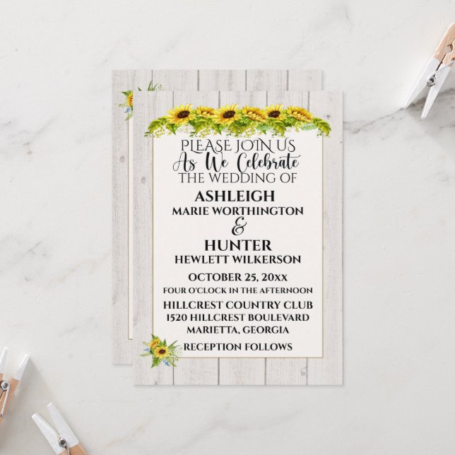 Un Beau Jour Pour Un Mariage - Invitation (Devant/Arrière en situation)