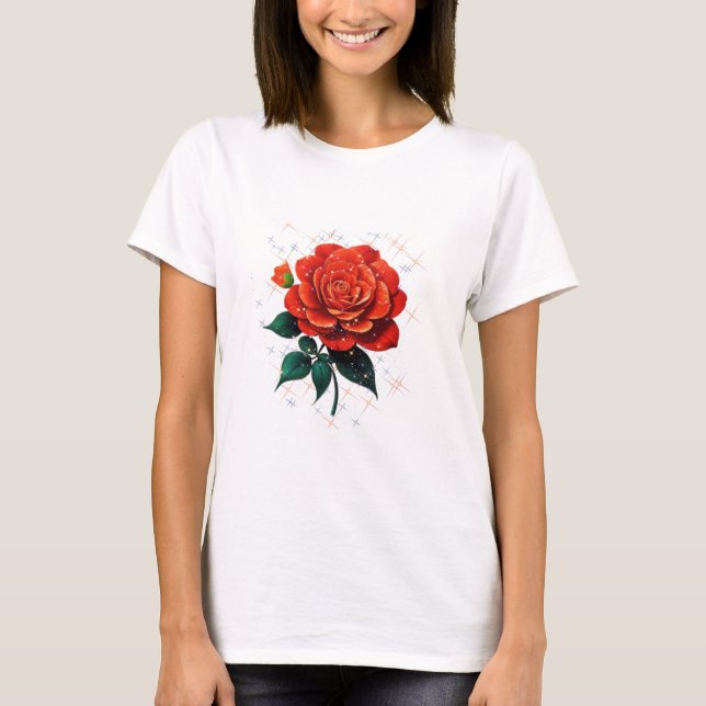Un beau T-shirt aux fleurs rouges (Devant)
