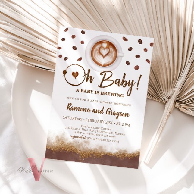 Un bébé brasse, Baby shower de café Invitation (Créateur téléchargé)