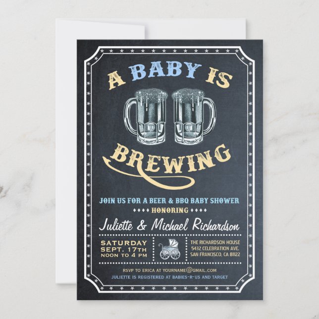 "Un bébé brasse" des invitations de baby shower (Devant)