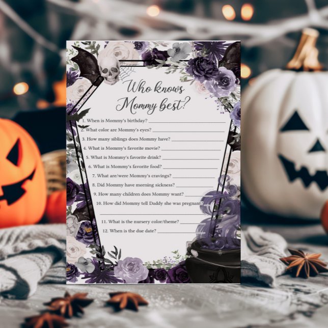 Un bébé brasse gothique Qui connaît maman meilleur (Floral Gothic Coffin A Baby is Brewing Baby Shower Who knows Mommy Best Game)