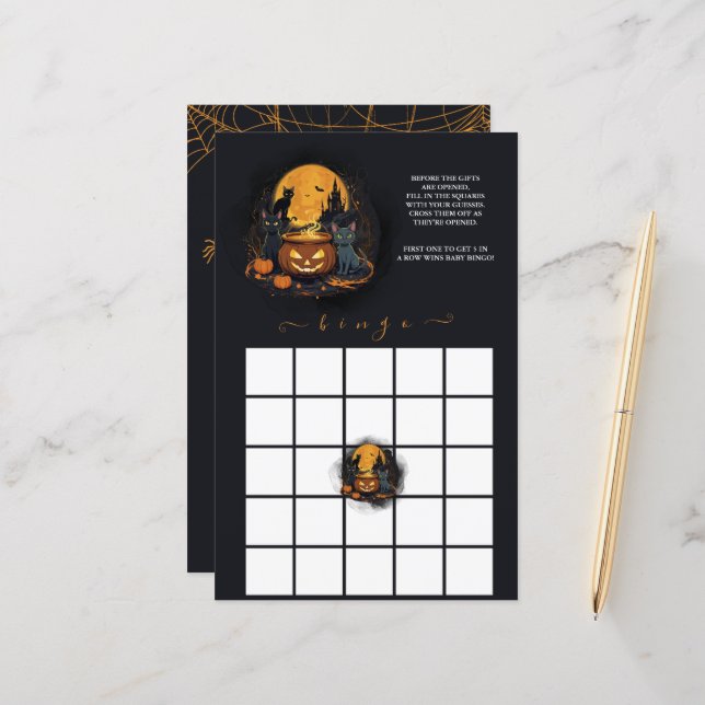 Un Bébé brasse Halloween Baby shower Jeu de Bingo (Devant/Arrière en situation)