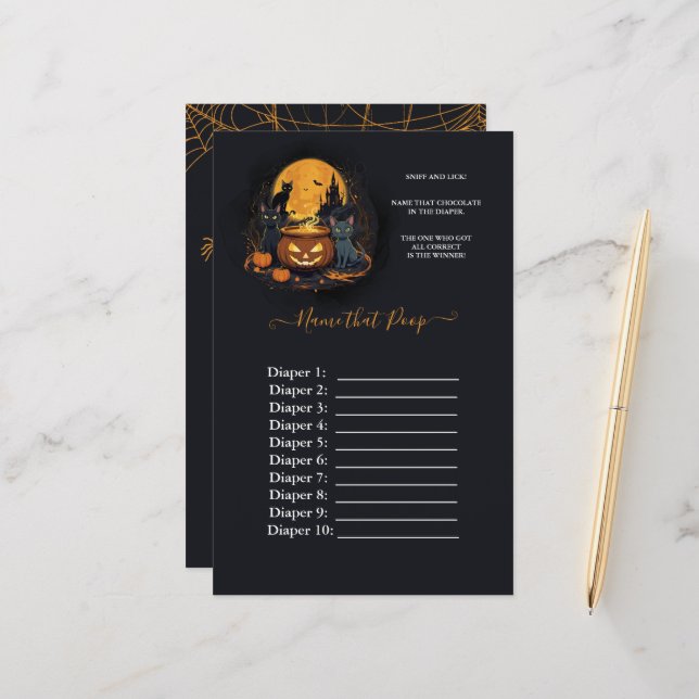 Un Bébé brasse Le Jeu De Poo Baby shower Halloween (Devant/Arrière en situation)