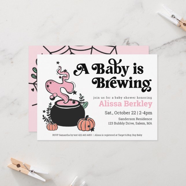 Un bébé brasse une invitation au Baby shower d'Hal (Devant/Arrière en situation)