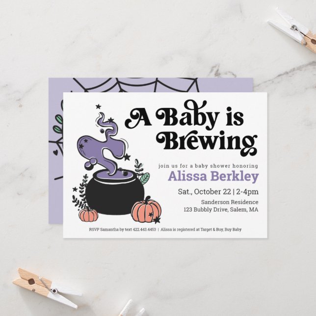 Un bébé brasse une invitation au Baby shower d'Hal (Devant/Arrière en situation)