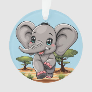 Un bébé éléphant qui sonne heureux dans la savane 