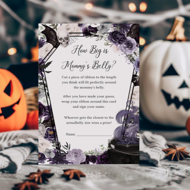 Un bébé est en train de brasser à quel point la ta (Floral Gothic Coffin A Baby is Brewing Baby Shower How Big is Mommys Belly Game)