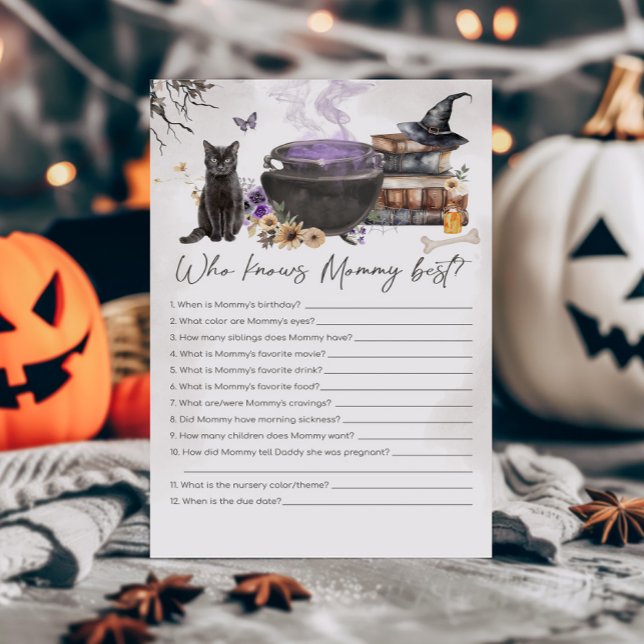 Un bébé est en train de mijoter Qui connaît le mie (Purple Witch Cauldron Baby Shower Who Knows Mommy Best Game)