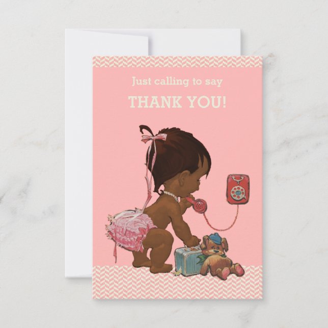 Un bébé ethnique au téléphone Merci de Baby shower (Devant)