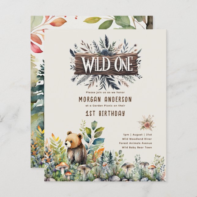 Un bébé sauvage Ours Bois Animaux Rustiques (Devant / Derrière)