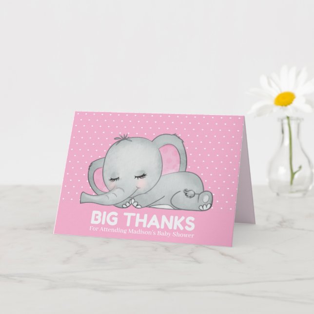 Un bel éléphant rose grand merci Carte de remercie (Petite plante)