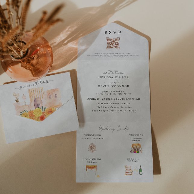 Un Boho Desert Cactus | Invitation de mariage tout en (Créateur téléchargé)