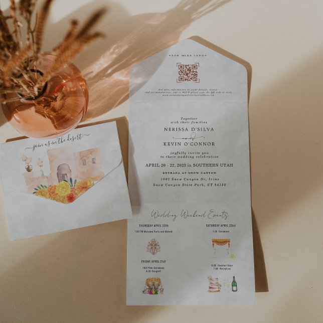 Un Boho Desert Cactus | Invitation de mariage tout en (Créateur téléchargé)