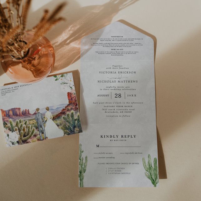 Un Boho Desert Cactus | Invitation de mariage tout en (Créateur téléchargé)
