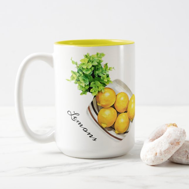 Un Bol De Mug De Citrons (Avec donut)