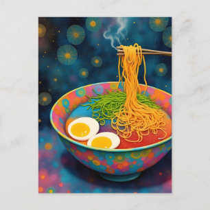 Un bol de Yummy Ramen et d'oeufs carte postale