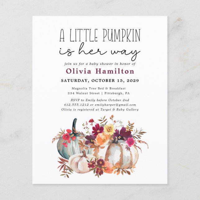 Un Budget Un Peu Citrouille Tombe Le Baby shower F (Devant)