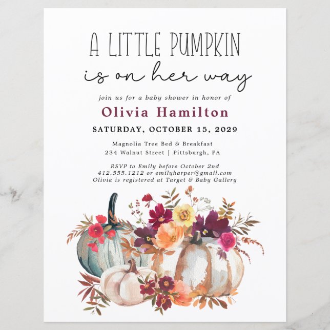 Un Budget Un Peu Citrouille Tombe Le Baby shower F (Devant)