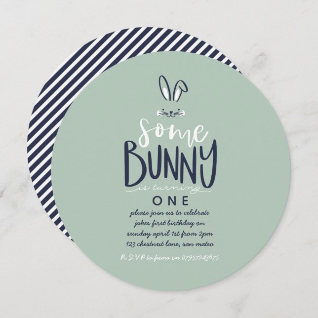 UN BUNNY BANTHDAY PARTY INVITATION (Devant / Derrière)