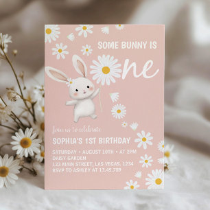 Un Bunny Daisy Girl Birthday Party Invitation