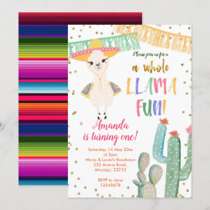 un cactus ludique complet Llama Invitation Anniver
