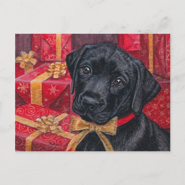 Un cadeau pour vous Black Lab Pup carte postale de (Devant)