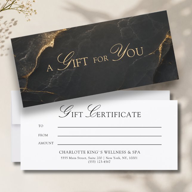 Un Cadeau Pour Vous ! Marbre Noir Doré (A Gift for You! Black Gold Marble Gift Cerificate)