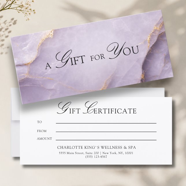 Un Cadeau Pour Vous ! Marbre Violet Or (A Gift for You! Black Gold Marble Gift Certificate)