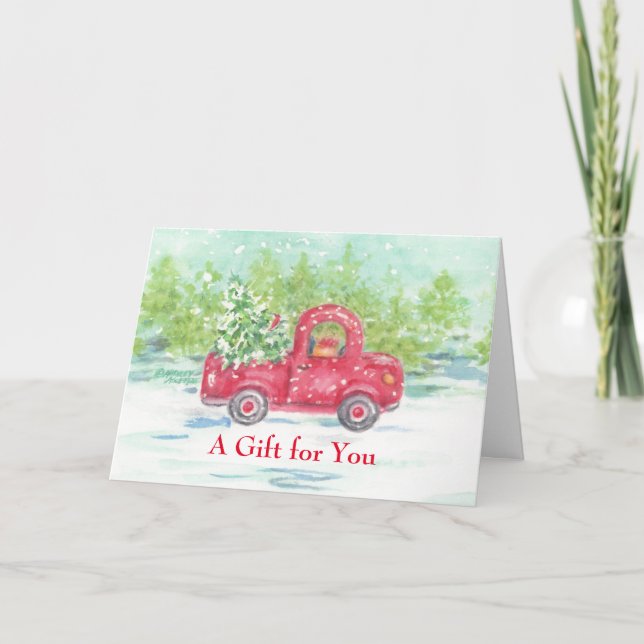 Un cadeau pour vous Noël Red Truck Carte de voeux (Devant)
