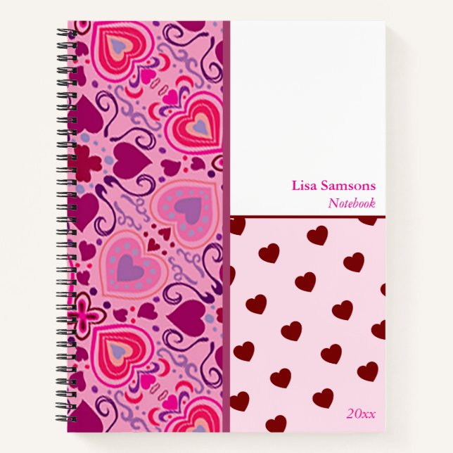 Un cahier à motif de cœurs pour la Saint-Valentin (Devant)