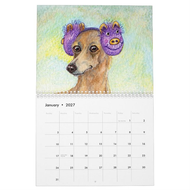 Un calendrier mince d'année de chien (Jan 2027)