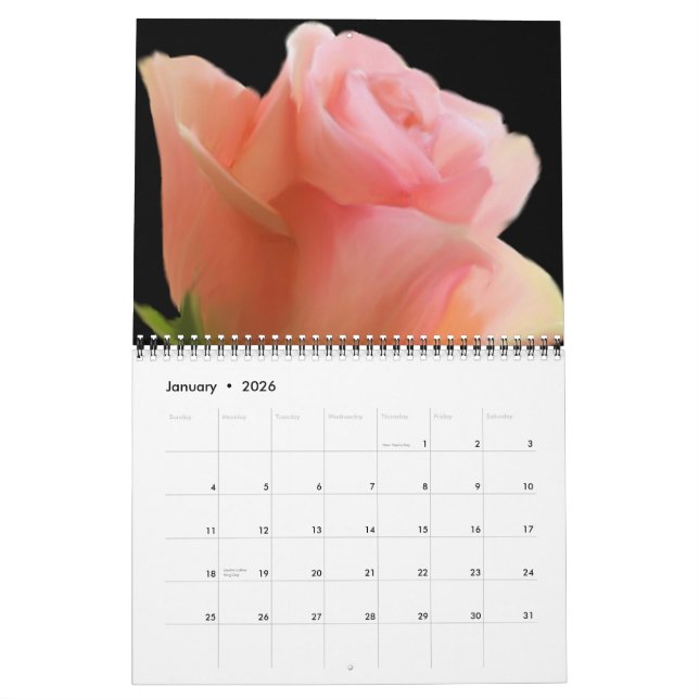 Un calendrier rempli par rose (Jan 2026)