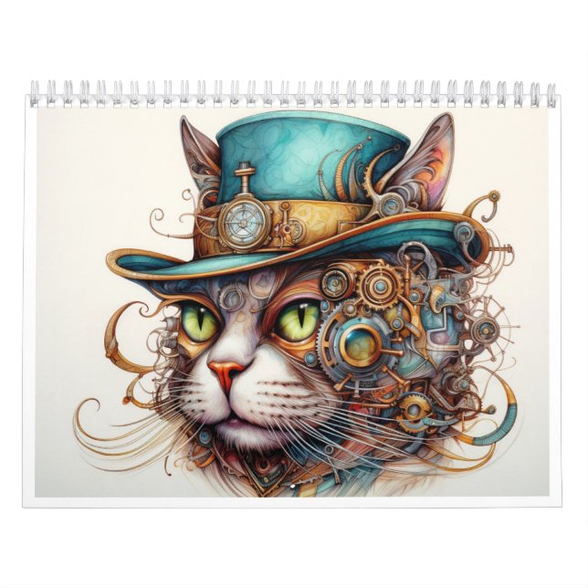 Un calendrier steampunk avec un chat (Protection)