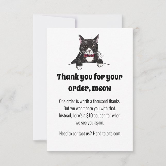 Un Carte de remerciements de chat Tuxedo mignon po (Devant)