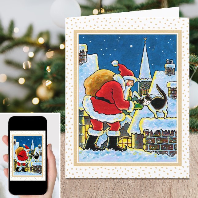 Un Carte pour notes de Noël Père Noël Chat (Créateur téléchargé)