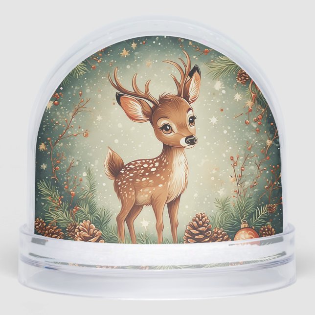 Un cerf caricaturé mignon dans une couronne de fêt (Avant)