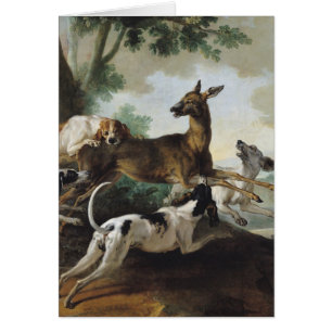 Un cerf commun chassé par des chiens, 1725