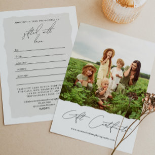 Un certificat cadeau photo Chèque-cadeau