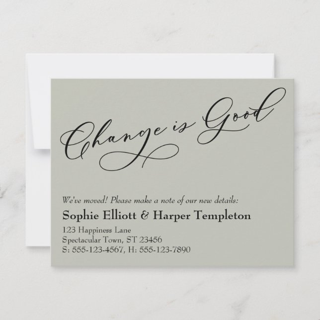 Un changement élégant est un bon Faire-part de dép (Devant)