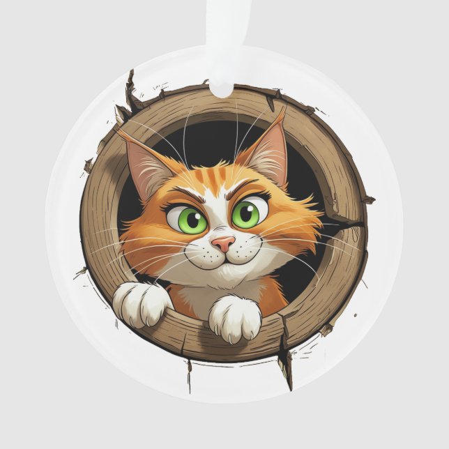 Un chat de dessin animé avec des yeux verts brilla (devant)
