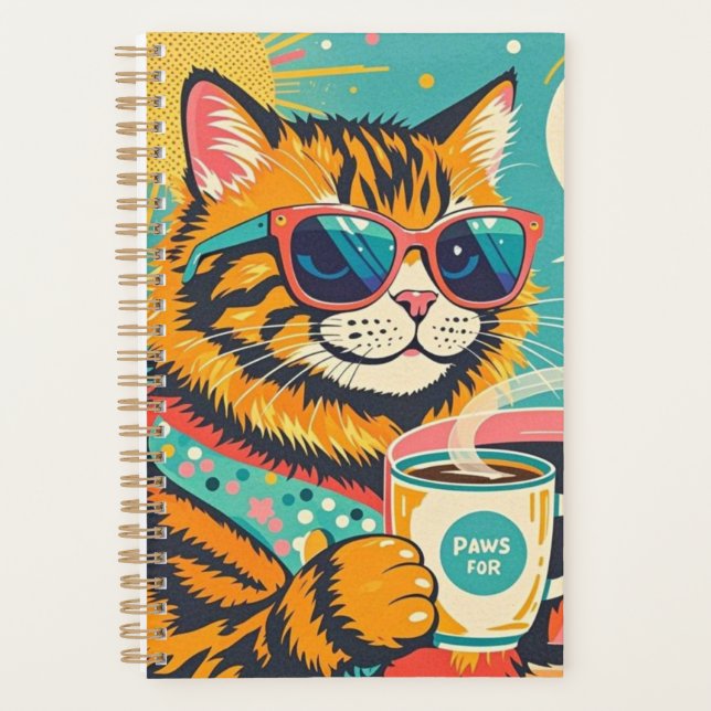 Un chat de dessin animé de style rétro en verre de (Devant)