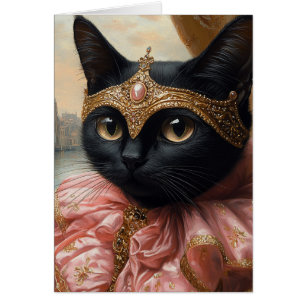 Un chat noir royal en rose et or