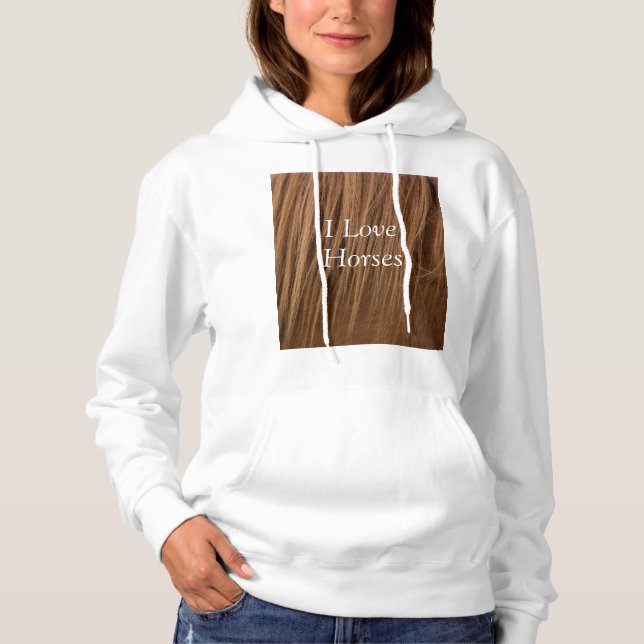 Un cheval Mane I Love Cheval Sweat - shirt à capuc (Devant)