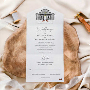 Un Chic Fall Grange Invitation de mariage tout en u