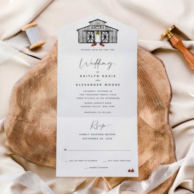 Un Chic Fall Grange | Invitation de mariage tout en u (Créateur téléchargé)