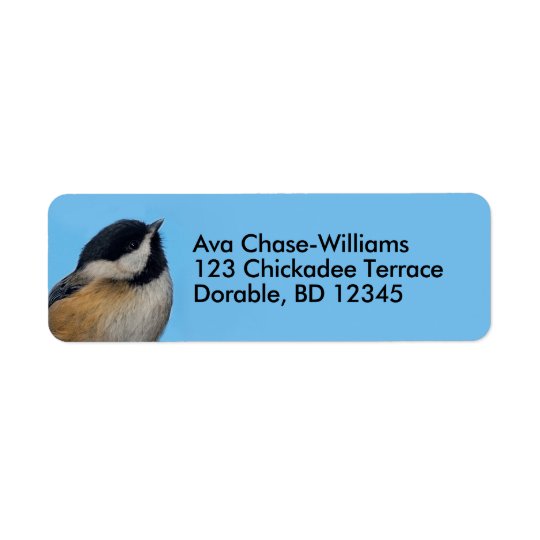 Un Chickadee Noir-Couvert sur le poirier Étiquette D'adresse Retour